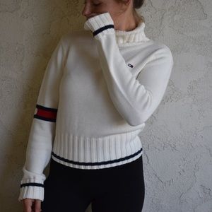White tommy turtle neck sweater/ one of a kind